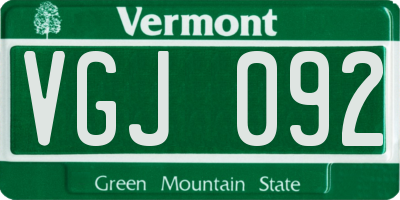 VT license plate VGJ092