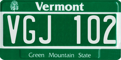 VT license plate VGJ102