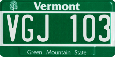 VT license plate VGJ103
