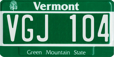 VT license plate VGJ104