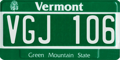 VT license plate VGJ106