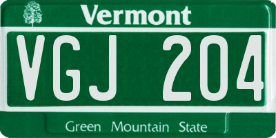VT license plate VGJ204