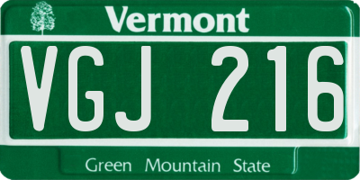 VT license plate VGJ216