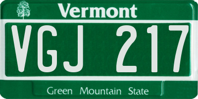 VT license plate VGJ217