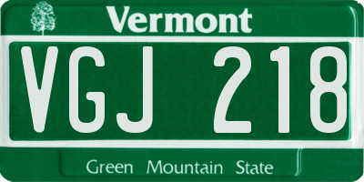 VT license plate VGJ218