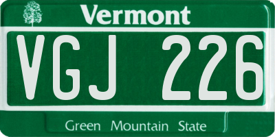 VT license plate VGJ226