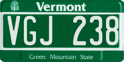VT license plate VGJ238