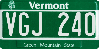 VT license plate VGJ240