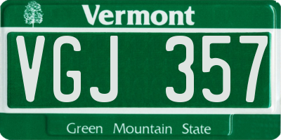 VT license plate VGJ357