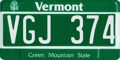 VT license plate VGJ374