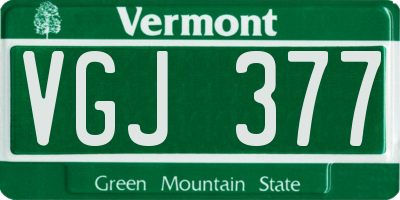 VT license plate VGJ377
