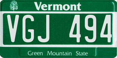VT license plate VGJ494