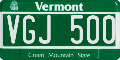 VT license plate VGJ500