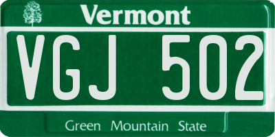 VT license plate VGJ502