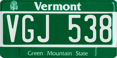 VT license plate VGJ538