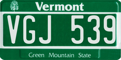 VT license plate VGJ539