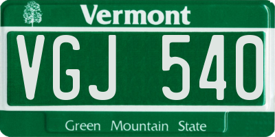 VT license plate VGJ540