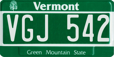 VT license plate VGJ542
