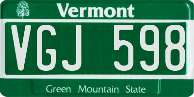 VT license plate VGJ598