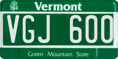 VT license plate VGJ600