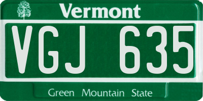 VT license plate VGJ635