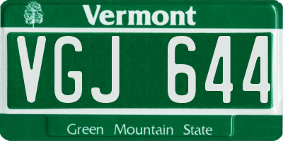 VT license plate VGJ644