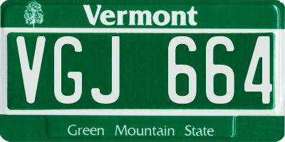 VT license plate VGJ664