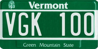 VT license plate VGK100