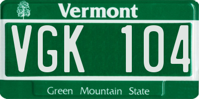 VT license plate VGK104