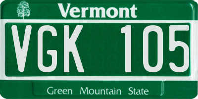 VT license plate VGK105