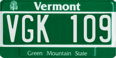 VT license plate VGK109