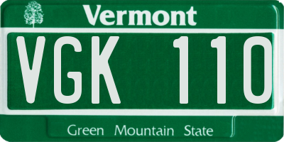 VT license plate VGK110