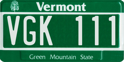 VT license plate VGK111