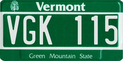 VT license plate VGK115