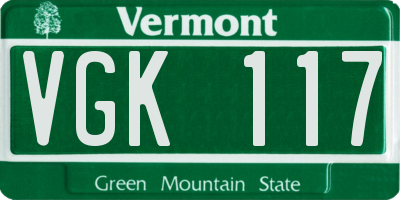 VT license plate VGK117