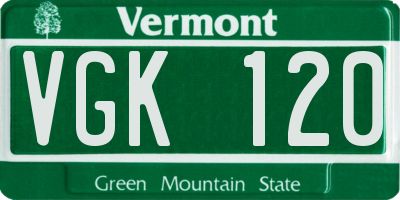 VT license plate VGK120