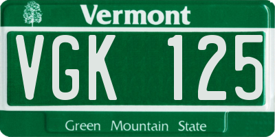 VT license plate VGK125
