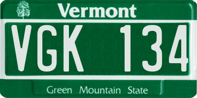VT license plate VGK134