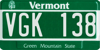 VT license plate VGK138