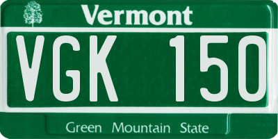 VT license plate VGK150