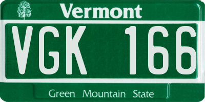 VT license plate VGK166