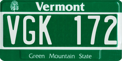 VT license plate VGK172
