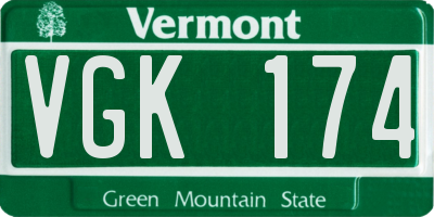 VT license plate VGK174