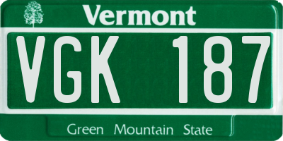 VT license plate VGK187