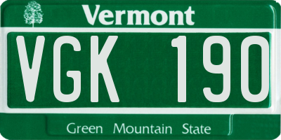 VT license plate VGK190