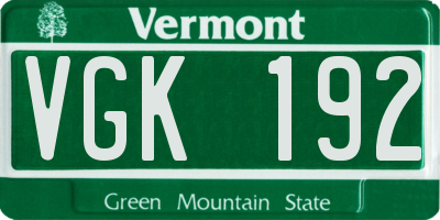 VT license plate VGK192