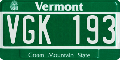 VT license plate VGK193