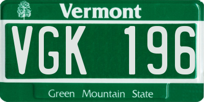 VT license plate VGK196
