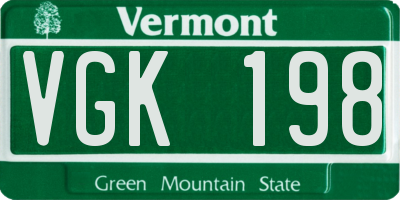 VT license plate VGK198