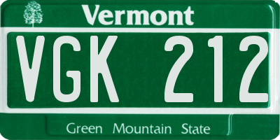 VT license plate VGK212